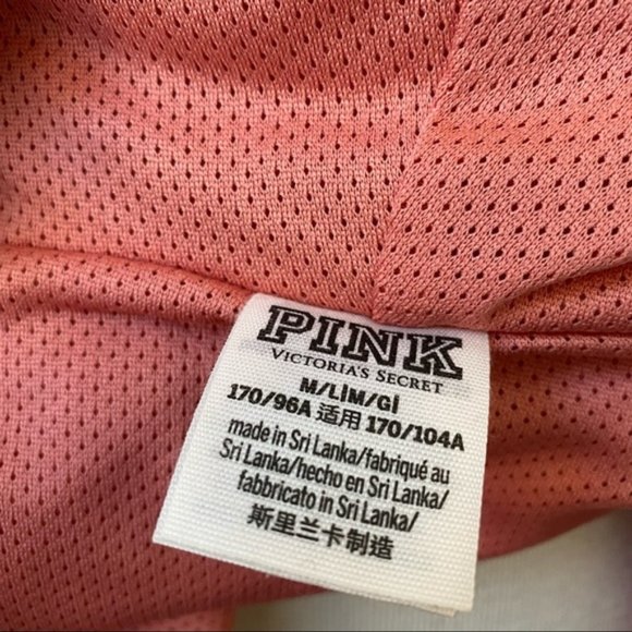 Victorias Secret PINK peach pink long sleeve hooded raincoat anorak jacket M - Picture 9 of 9